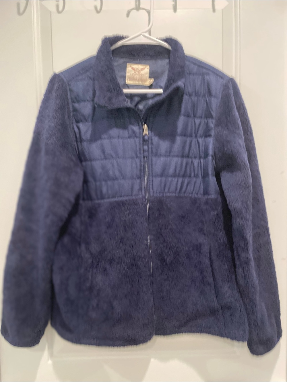 Faded Glory Youth Navy Quilted & Plush Zip Jacket